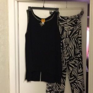 Tunic top and wide leg pants as a set